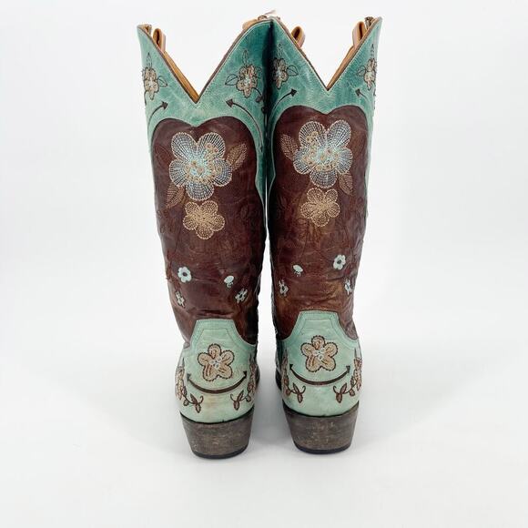 Old Gringo Bonnie Turquoise Brown Leather Floral Cowgirl Western Boot size 6.5 - Picture 7 of 10